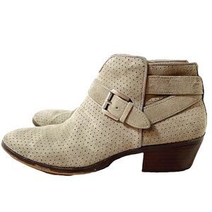Sam Edelman Patrisha Perforated Suede Western Booties Light Taupe Women’s Size 6